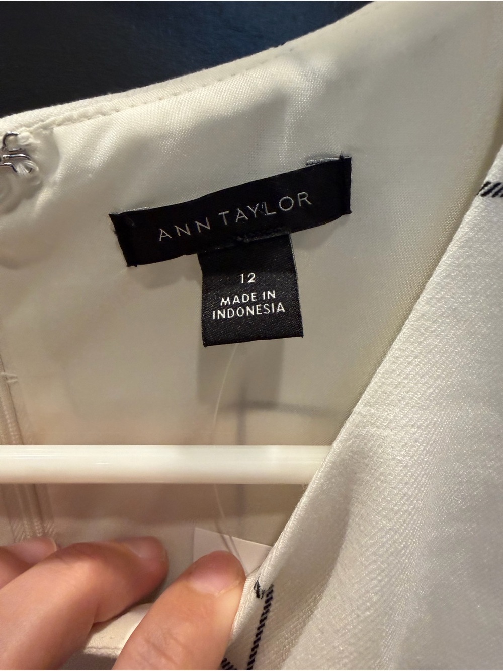 Ann Taylor White Shift Dress with Black Windowpane Grid - Picture 2 of 4